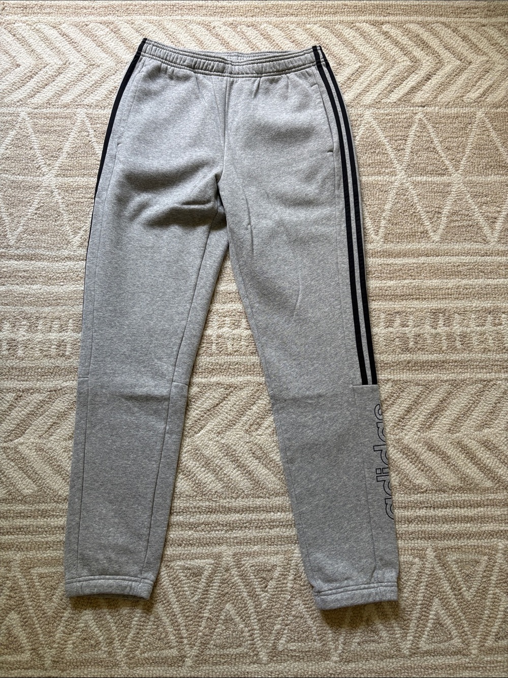 adidas Gray Track Joggers with Black Side Stripes